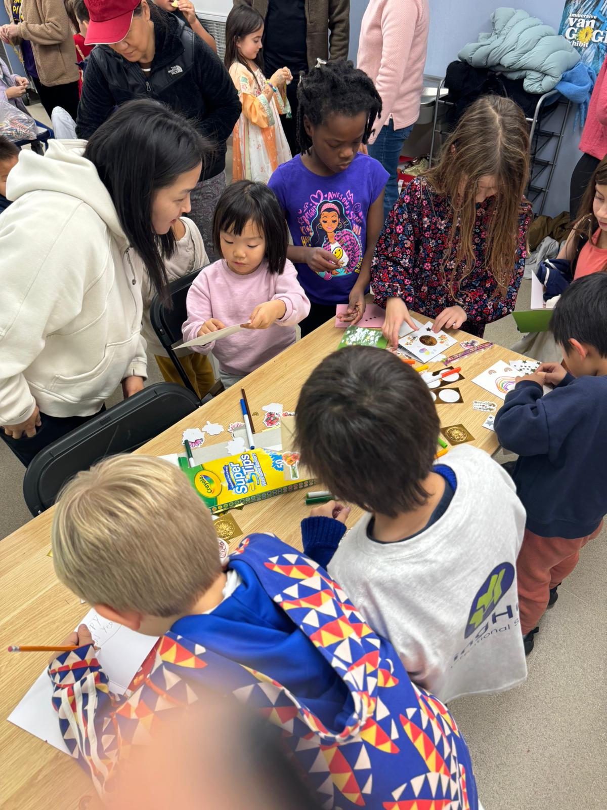 Students making holiday cards